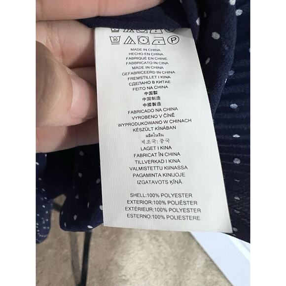 MICHAEL KORS DRESS BLUE WHITE POLKA DOTS LONG SLEEVES RUCHED TIMELESS PREPPY S - Picture 11 of 12